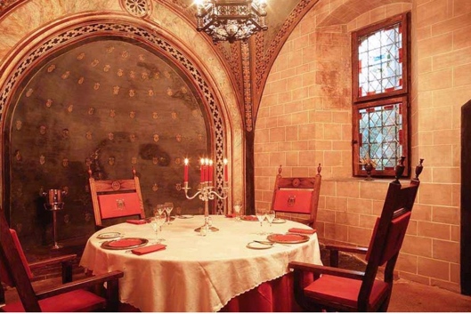 A table set for dining at the castle